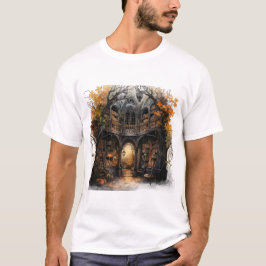Magisches Herbst-Buchhaus Halloween-Illustration T-Shirt