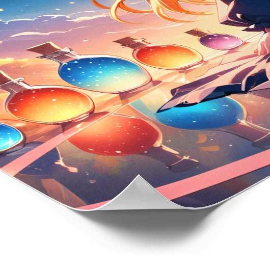 Magisches Hexenmädchen unter dem Regenbogenbogen Poster (Ecke)