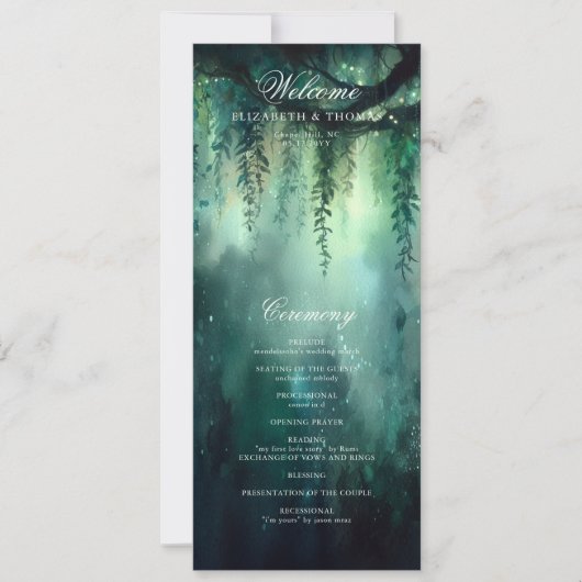 Magisches Hochzeitsprogramm für verzauberte Wälder (Vorderseite)