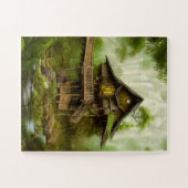 Magisches Hütte Haus in grüner Umgebung Puzzle (Horizontal)