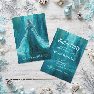 Magisches Ice Queen Winter Weihnachtsfest Party Einladung