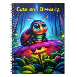 Magisches Insekt in einem hellen Nachtwald Notizblock