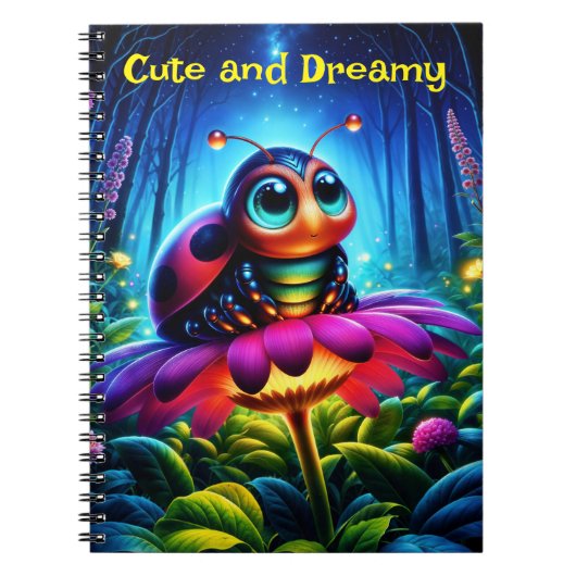 Magisches Insekt in einem hellen Nachtwald Notizblock (Vorderseite)