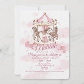 🎠 ✨ Magisches Karussell Pferd Einladungen zum Geb (Vorderseite)