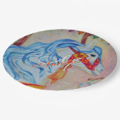 MAGISCHES KARUSSELL-PFERDEmonogramm-PARTY Pappteller (Schrägansicht)