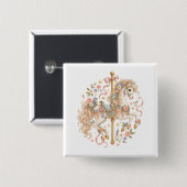 Magisches Karussellpferd Blumendesign Button (Vorne & Hinten)