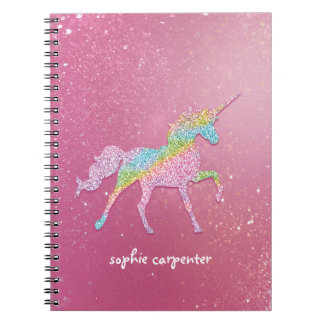 Magisches Kid-Rainbow-Glitzer Unicorn Notizblock