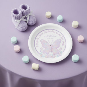 Magisches Lavendel-Lila-Schmetterling-Baby-Shower Pappteller