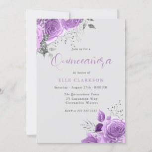 Magisches Lavender & Silver Quinceanera Party Einladung
