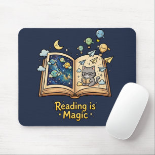 Magisches Lesebenteuer - Kawaii Bücher Design Mousepad