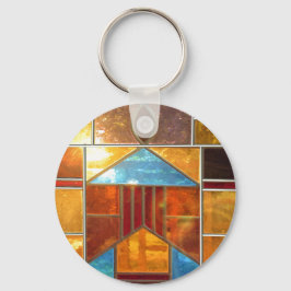 Magisches Licht, das aus den Fenstern der Kirche s Schlüsselanhänger