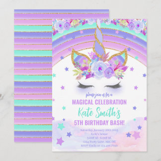 Magisches Lila Einhorn Geburtstag Einladung