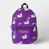 Magisches Lila Einhornparadies Bedruckter Rucksack (Vorderseite)