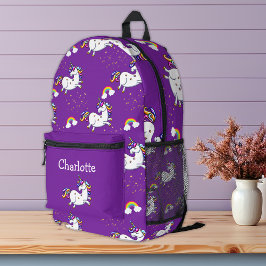 Magisches Lila Einhornparadies Bedruckter Rucksack