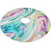 Magisches Marbling: Metallisches Paint Design. Polyester Weihnachtsbaumdecke (Schrägansicht)