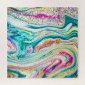 Magisches Marbling: Metallisches Paint Design. Puzzle (Horizontal)