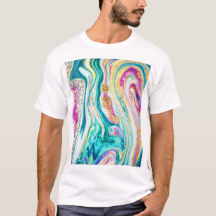 Magisches Marbling: Metallisches Paint Design. T-Shirt