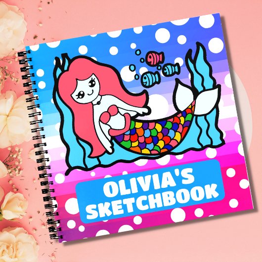 Magisches Mermaid Personalisiert Kids Sketchbook Notizblock