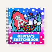 Magisches Mermaid Personalisiert Kids Sketchbook Notizblock (Vorderseite)