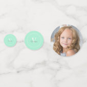 Magisches Minze Monogram Foto Geburtstag Konfetti (Vorderseiten)