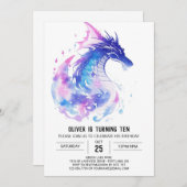 Magisches mittelalterliches Drachenabenteuer Gebur Einladung (Vorne/Hinten)