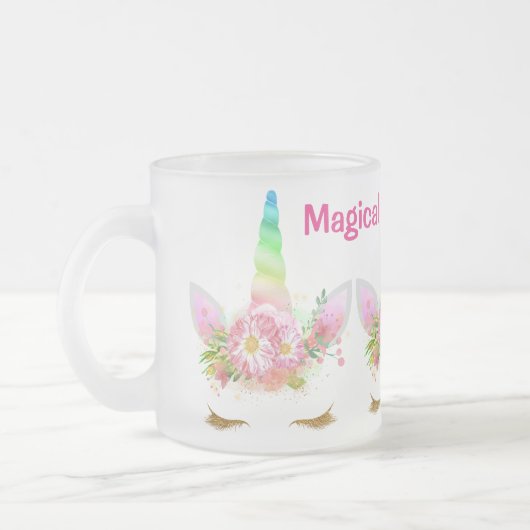 Magisches Moment-Regenbogen-Einhorn Mattglastasse (Links)