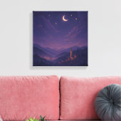 Magisches mondbeschienenes Dorf-Nachtpanorama Leinwanddruck (Insitu (Wohnzimmer))