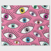 Magisches Muster mit bunten Augen. Mystischer Hint Geschenkpapier (Flach)