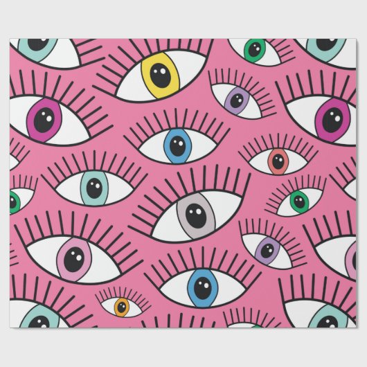 Magisches Muster mit bunten Augen. Mystischer Hint Geschenkpapier (Flach)