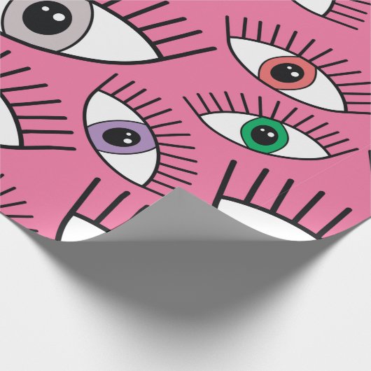 Magisches Muster mit bunten Augen. Mystischer Hint Geschenkpapier (Ecke)