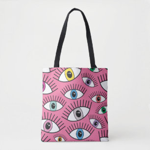 Magisches Muster mit bunten Augen. Mystischer Hint Tasche