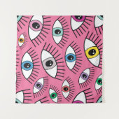 Magisches Muster mit bunten Augen. Mystischer Hint Wandteppich (Vorderseite (Horizontal))