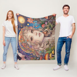 Magisches Mystical Fantasy Girl Fleece Blanket