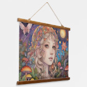 Magisches Mystical Fantasy Girl Wandteppich Mit Holzrahmen (Gewinkelt)