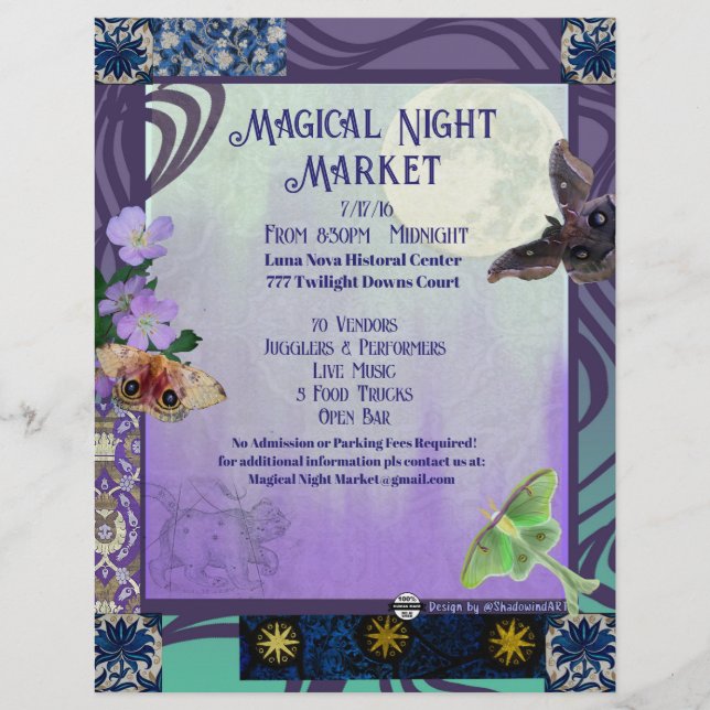 Magisches Nachtmarkt-Event-Flyer Briefbogen (Vorderseite)