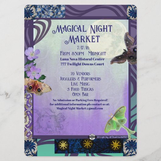 Magisches Nachtmarkt-Event-Flyer Save The Date (Vorderseite)
