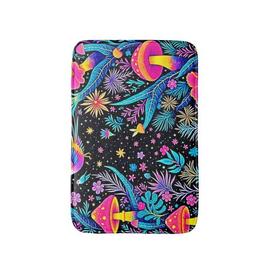 Magisches Neon Forest Night Traumdesign Badematte (Vorderseite Vertikal)