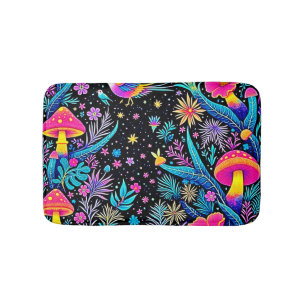 Magisches Neon Forest Night Traumdesign Badematte