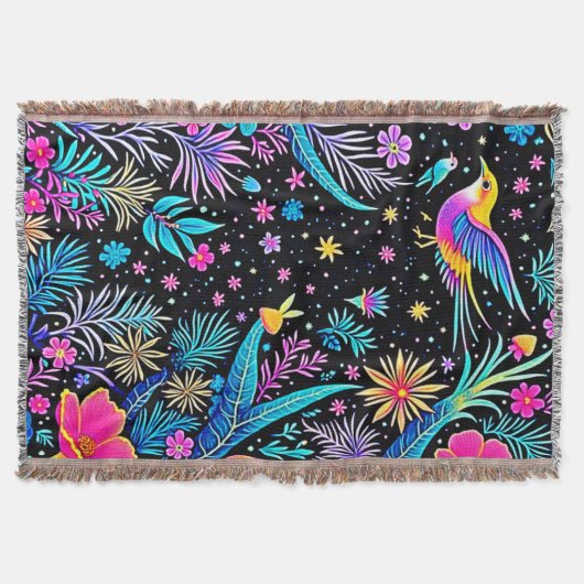 Magisches Neon Forest Night Traumdesign Decke (Vorderseite)