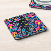 Magisches Neon Forest Night Traumdesign Getränkeuntersetzer (Linke Seite)