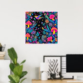 Magisches Neon Forest Night Traumdesign Poster (Heimbüro)