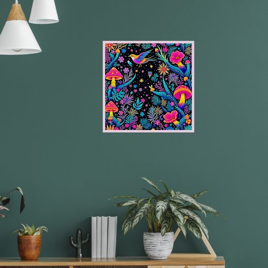 Magisches Neon Forest Night Traumdesign Poster (Wohnzimmer 1)