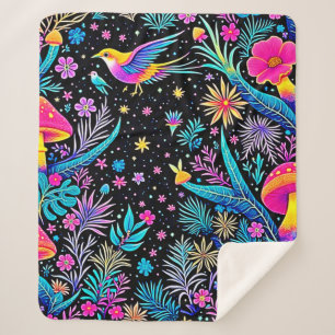 Magisches Neon Forest Night Traumdesign Sherpadecke