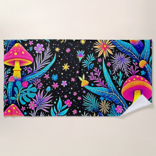 Magisches Neon Forest Night Traumdesign Strandtuch