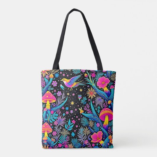 Magisches Neon Forest Night Traumdesign Tasche (Rückseite)