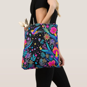 Magisches Neon Forest Night Traumdesign Tasche