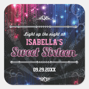 Magisches Neonglühen beleuchtet Bevorzugung Quadratischer Aufkleber