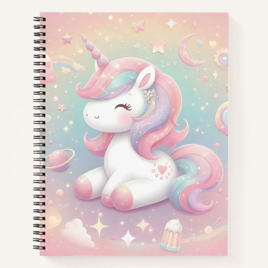 Magisches Niedliches Funkelnd Pastel Unicorn-Noteb Notizblock (Vorderseite)