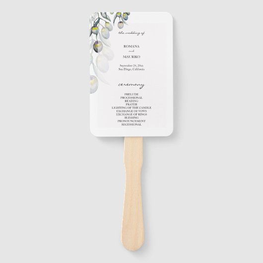 Magisches Olive Watercolor Handgemalte Programm Fächer (Vorderseite)