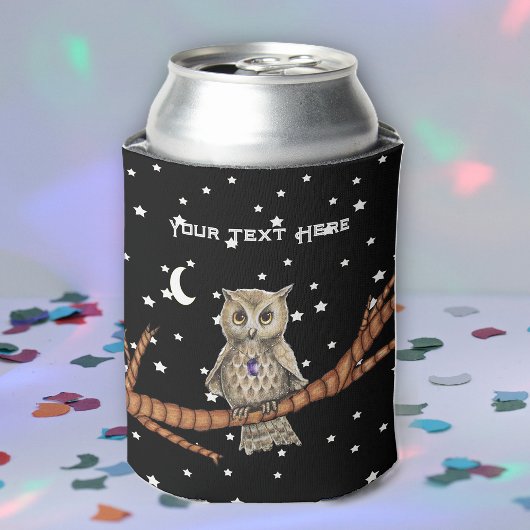 Magisches Owl auf den Lila Kristallmauern Dosenkühler